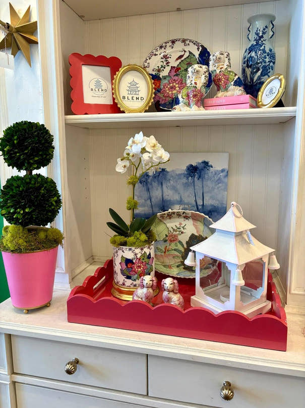 Tole Pagoda Lantern | Decorative Chinoiserie Hand-painted Metal Lantern
