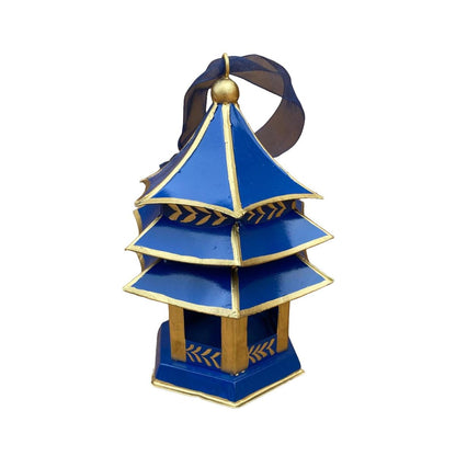 Tole Pagoda Ornament | Hand-painted Chinoiserie Decorative Accent
