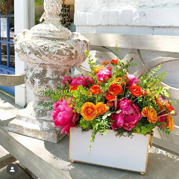 long rectangular planter indoor Tole Rectangle Planter | Hand-Painted Metal Planter