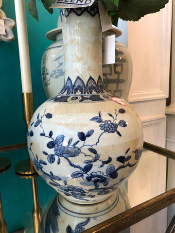 Blue & White Porcelain Bird and Flowering Tree Vase