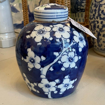 Blue & White Porcelain Cherry Blossom Ginger Jar
