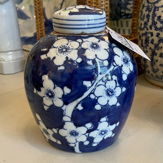Blue & White Porcelain Cherry Blossom Ginger Jar