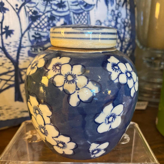 Blue & White Porcelain Cherry Blossom Ginger Jar