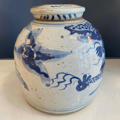 Blue & White Porcelain Dragon Ginger Jar