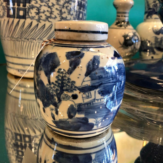 Blue & White Porcelain Landscape Ginger Jar