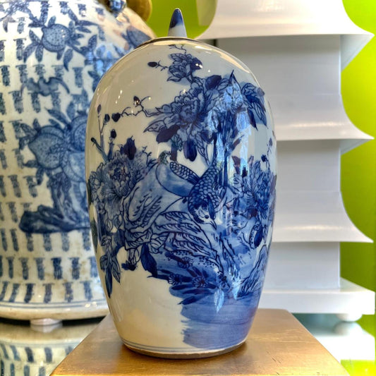 Blue & White Porcelain Lidded Jar