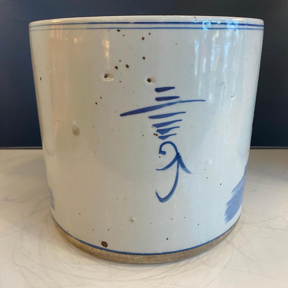 Blue and White Porcelain Floral Motif Planter - Foot Stomp Clay