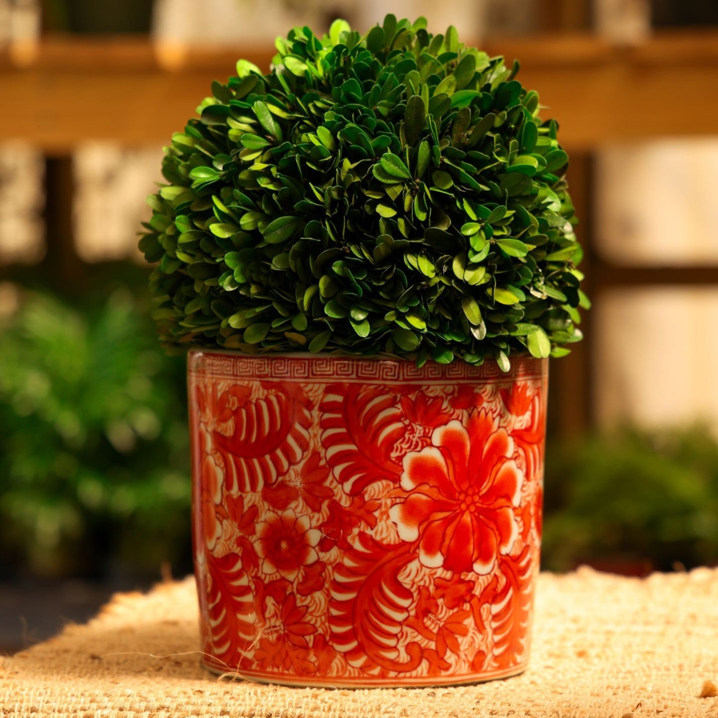 Orange & White Porcelain Brush Pot Planter