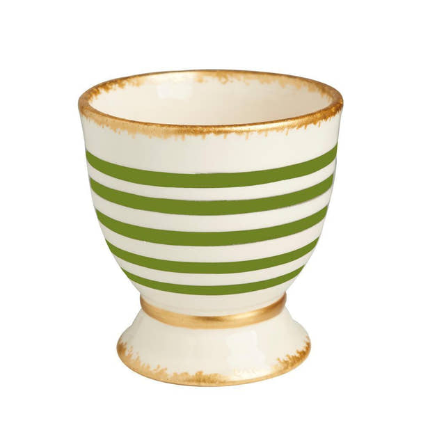 Hand-crafted Striped Porcelain Cachepot Planter