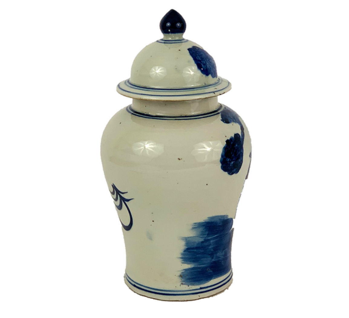 Blue and White Small Temple Jar with People
