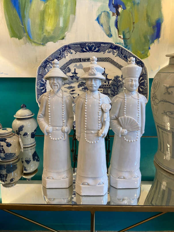 White Porcelain Qing Emperor Figurines - Set of 3 Men