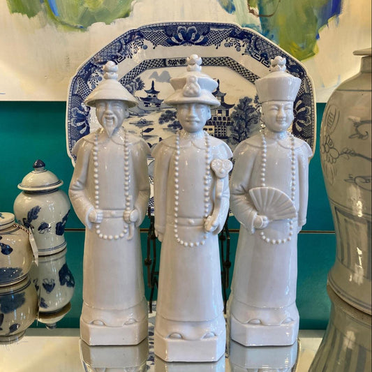 White Porcelain Qing Emperor Figurines - Set of 3 Men