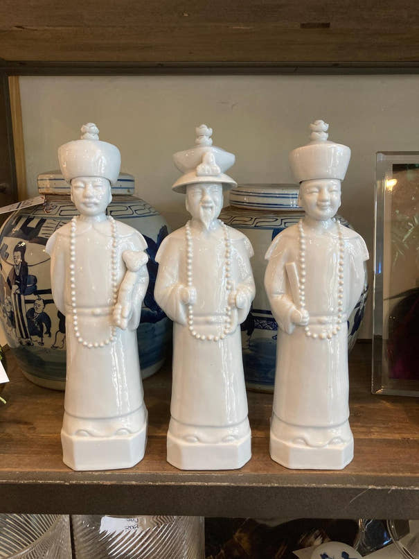 White Porcelain Qing Emperor Figurines - Set of 3 Men