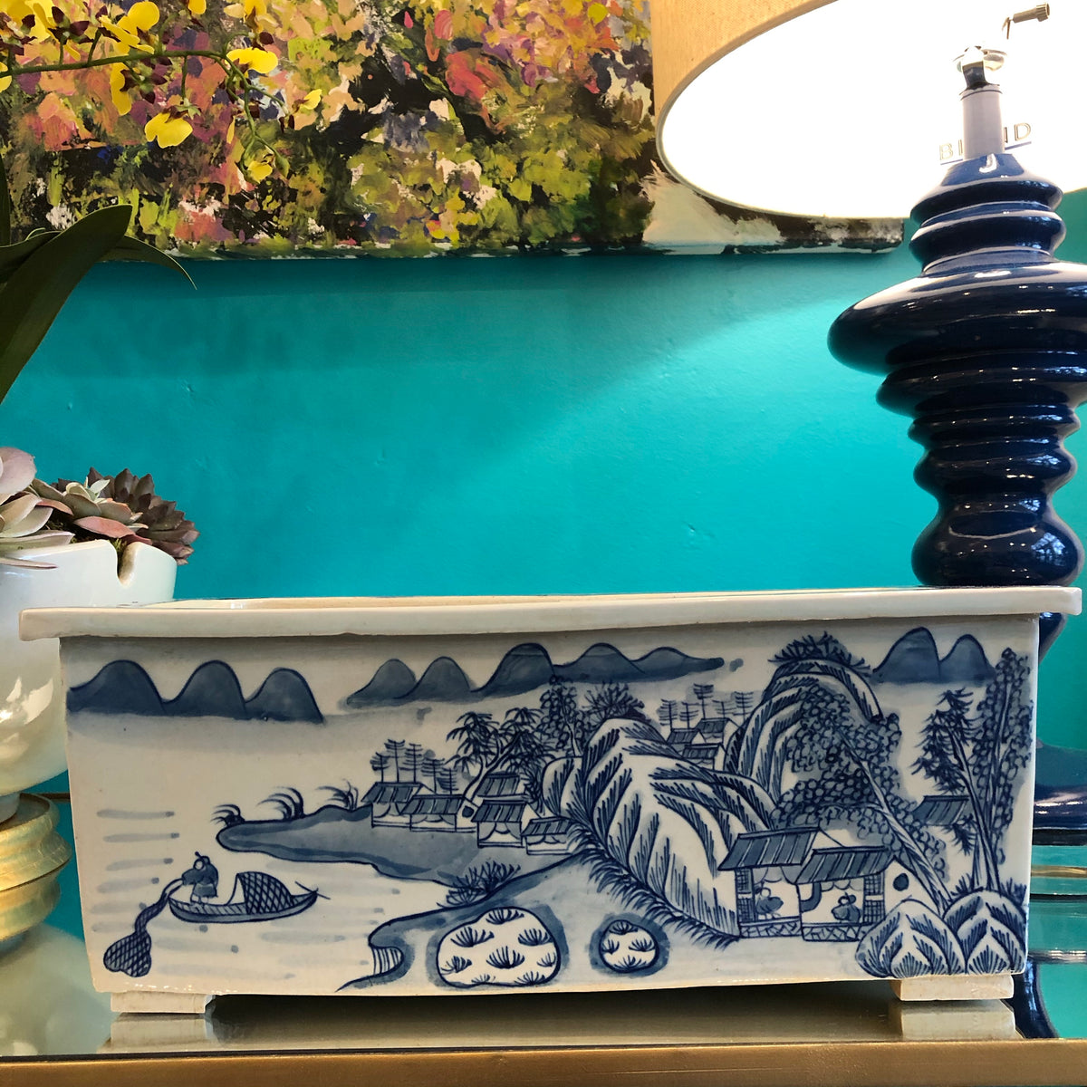 Blue and White Canton Planter
