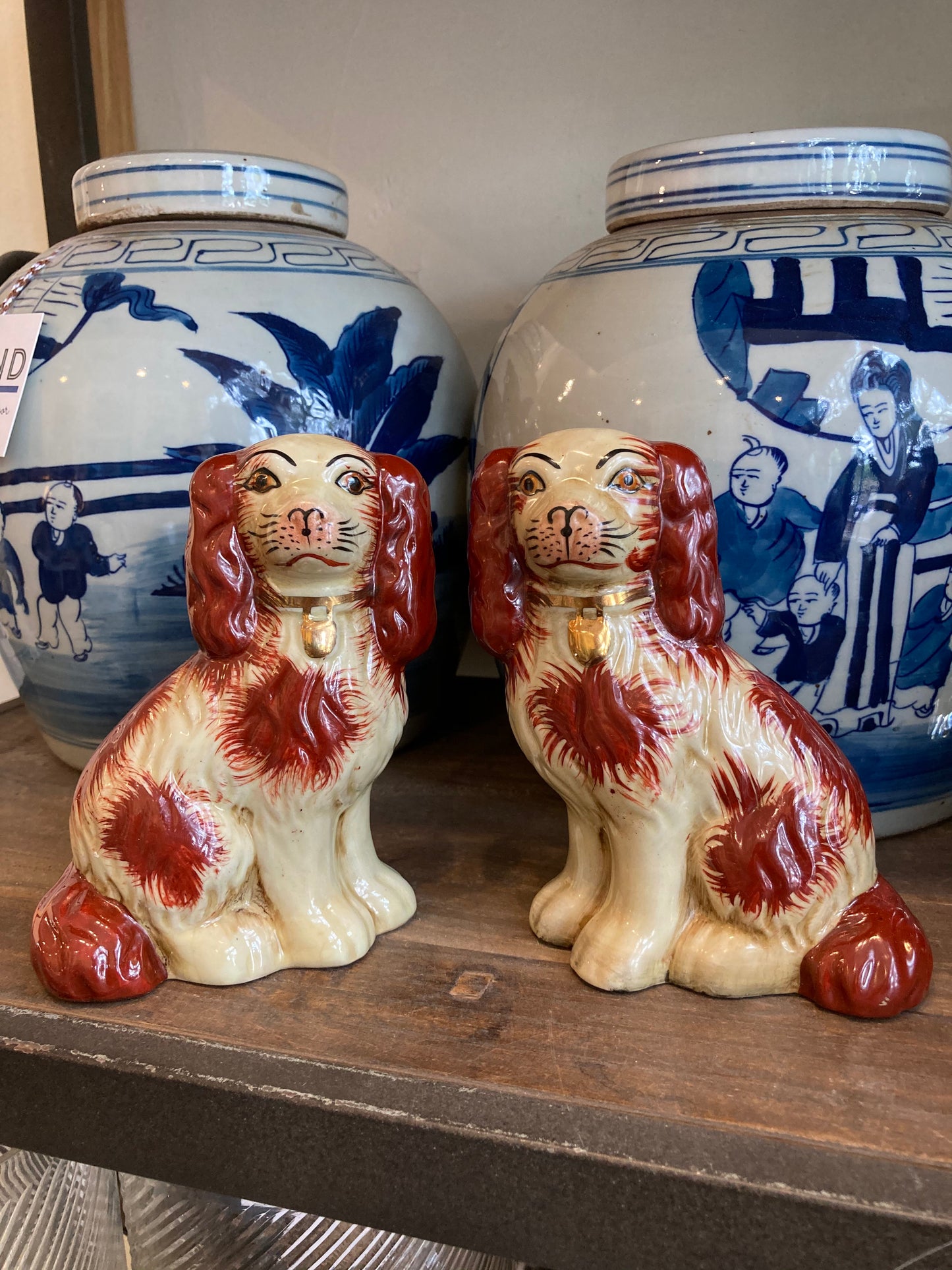 Pair of Porcelain Staffordshire Dogs - Small