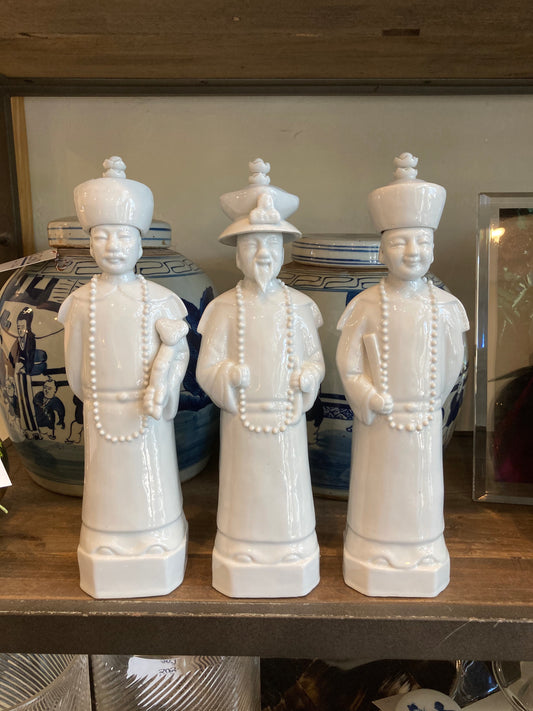 White Porcelain Qing Emperor Figurines - Set of 3 Men
