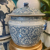 Floral lidded jar- blue and white reproduction