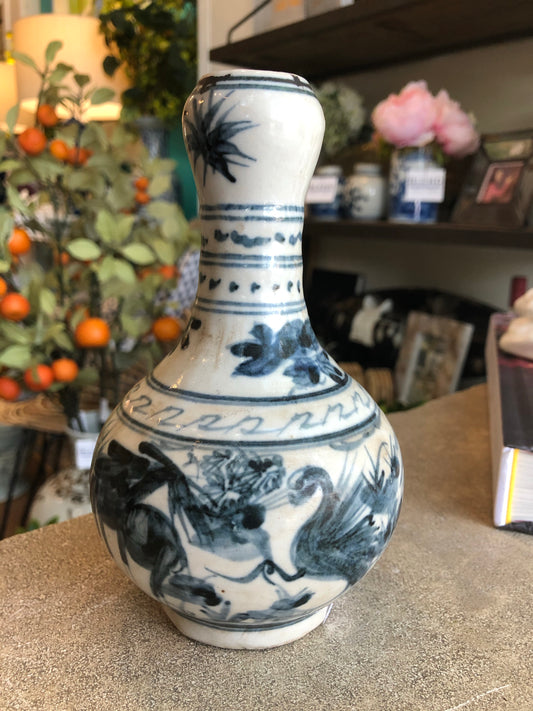 Blue and White Porcelain Egret Vase