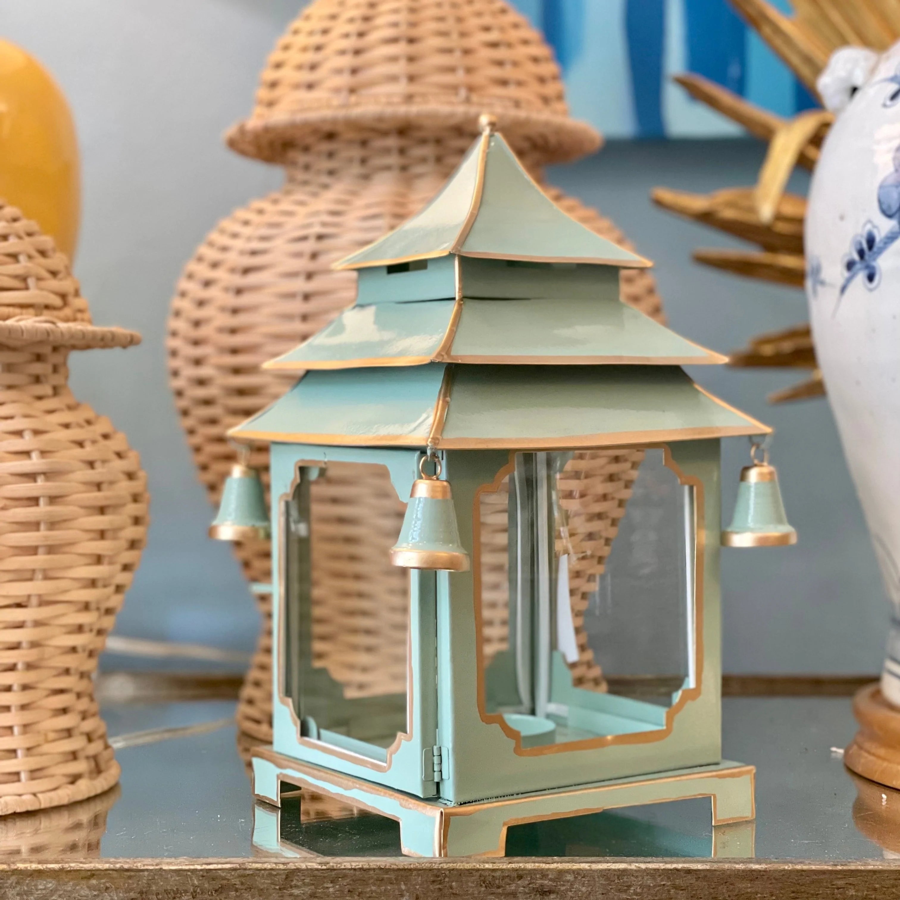 Mint Painted Pagoda Lantern