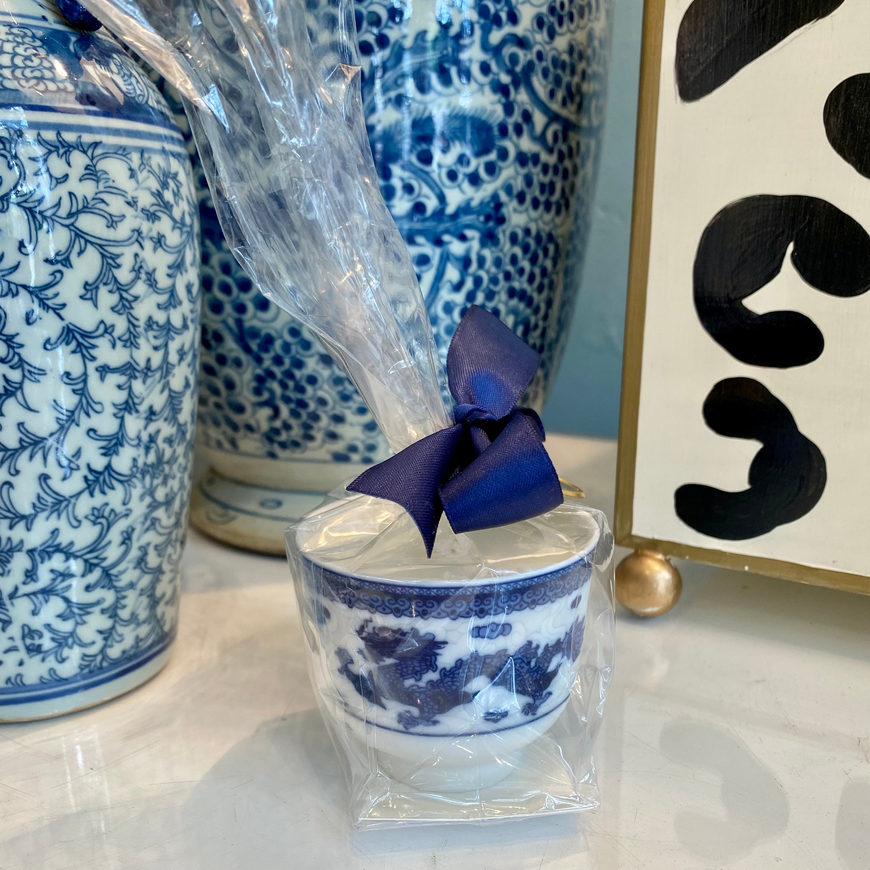 Miniature Blue and White Chinoiserie Teacup Candle